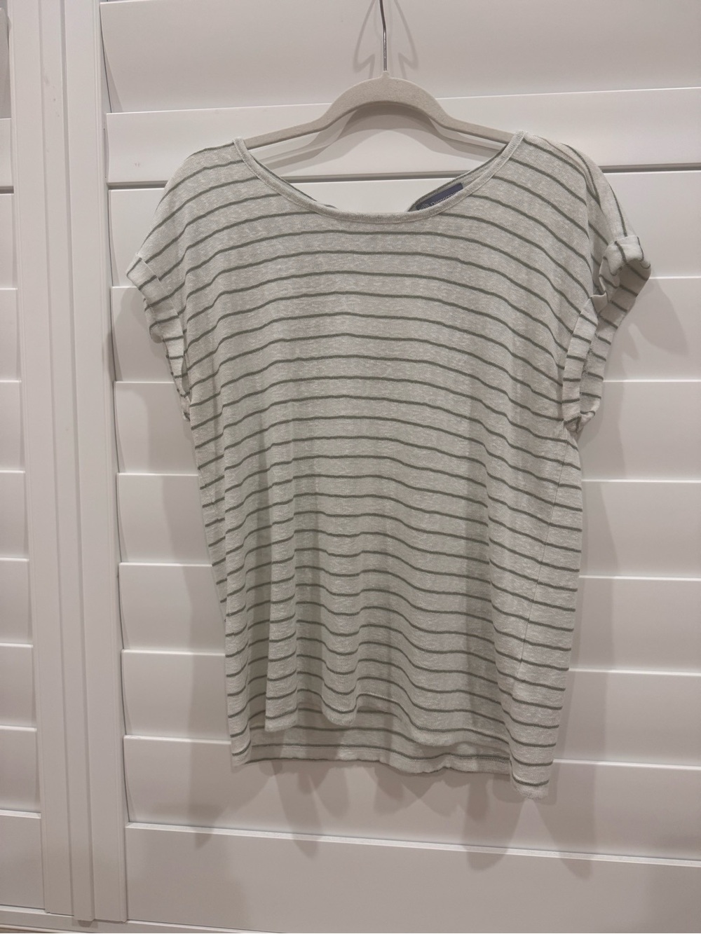 Democracy Light Green and White Striped Short Sleeve Tee